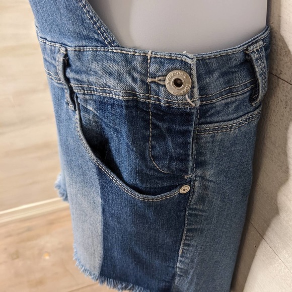 Arizona Low Waist Blue Denim Overall Shorts Size 18.5 Plus - Picture 4 of 5